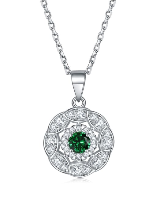 Emerald [May] 925 Sterling Silver Birthstone Minimalist FLower Pendant Necklace